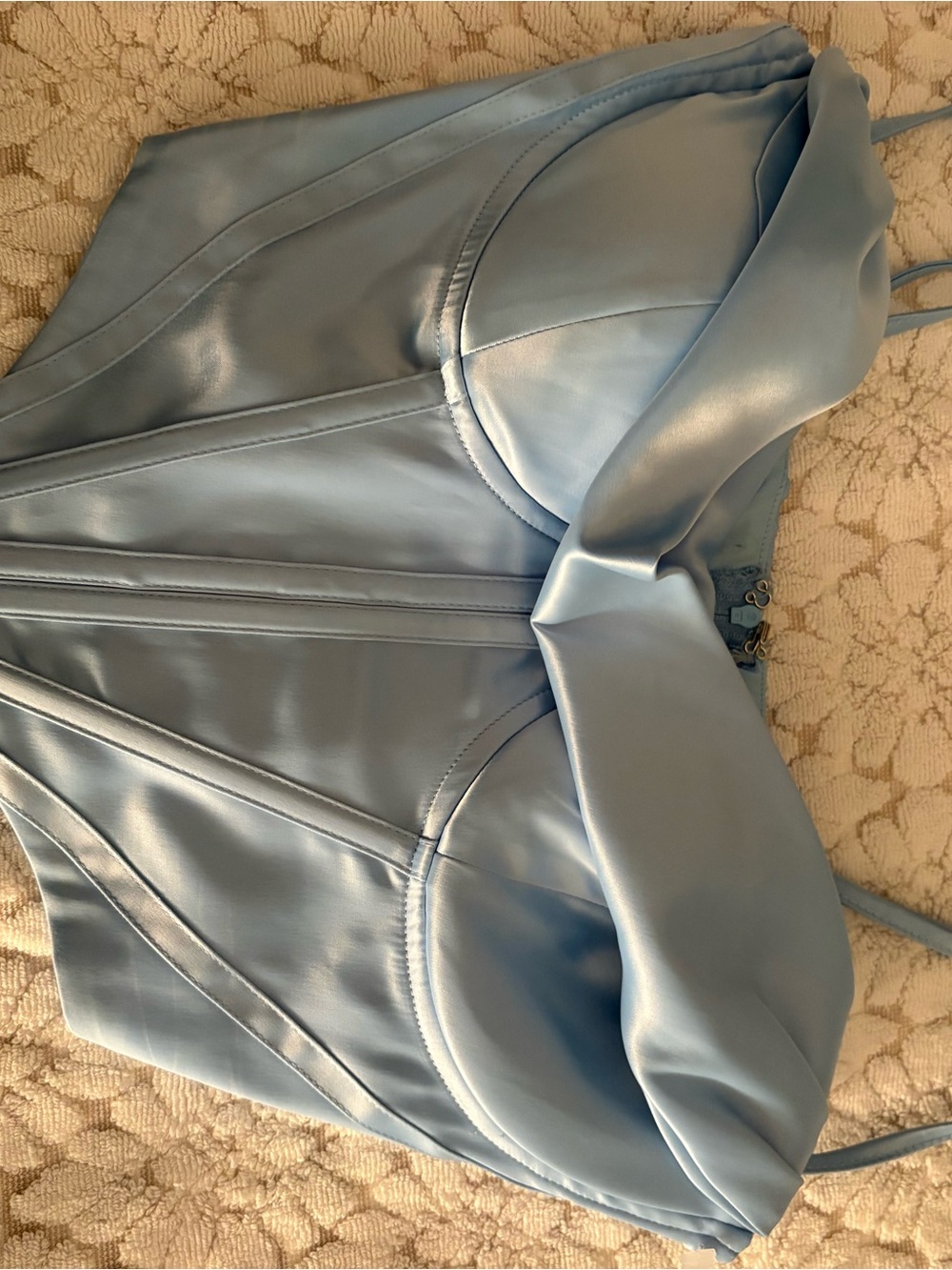 Light Blue Satin Women's Corset Top